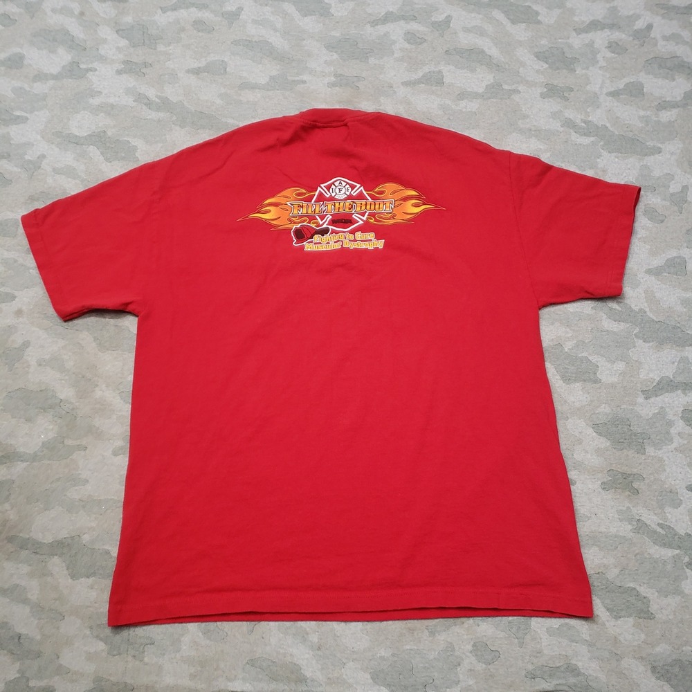 VTG Murina IAFF Fire Fighter Shirt Mens XL Red Fill The Boot MDA Graphic Tee USA